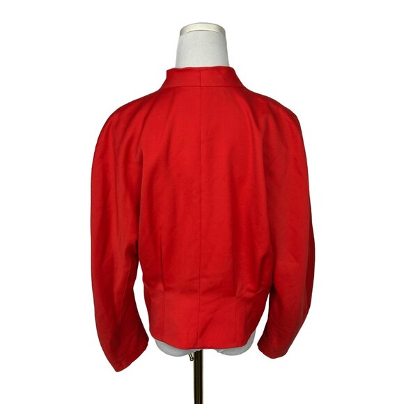 Mondi Blazer Women EU 42 US 14 Red Wool Blend Embroidered Vintage Jacket - Picture 4 of 16